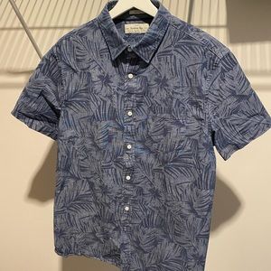 COPY - Blue Palm Print Button Down - L